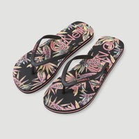 Slippers Profile Graphic | Black Tropical Flower