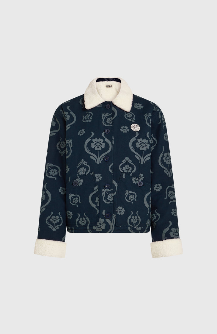 O'Riginals jas met fleecevoering | Blue Artdeco Floral Jean