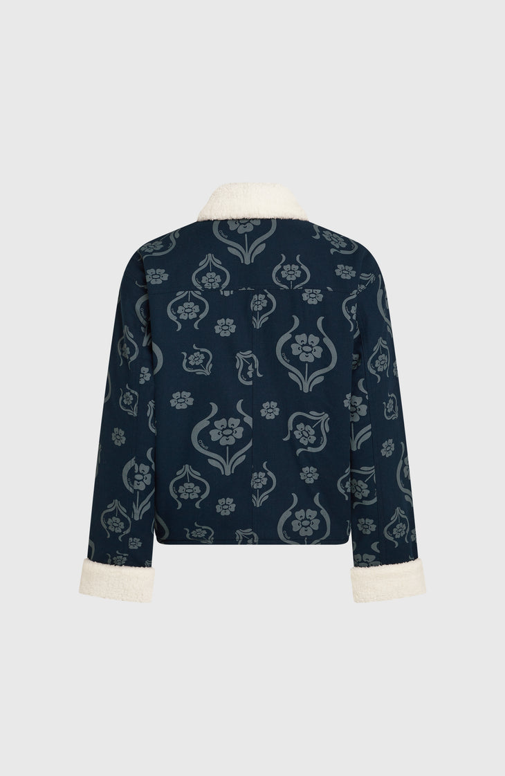 O'Riginals jas met fleecevoering | Blue Artdeco Floral Jean