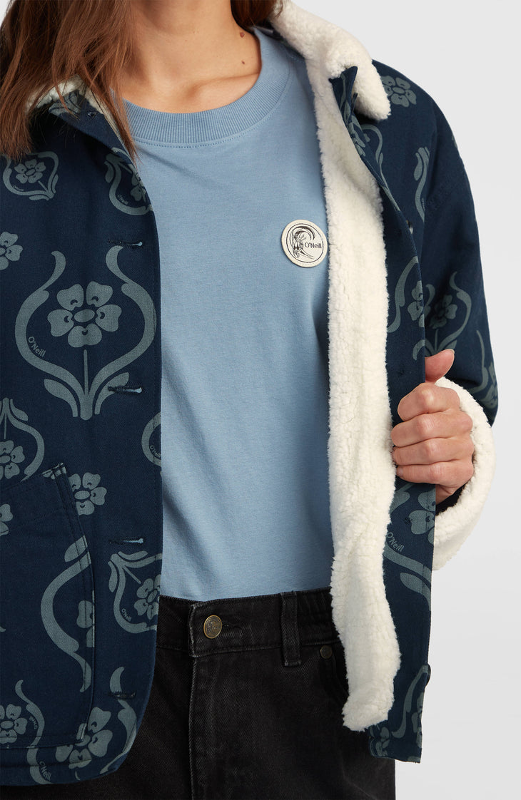 O'Riginals jas met fleecevoering | Blue Artdeco Floral Jean