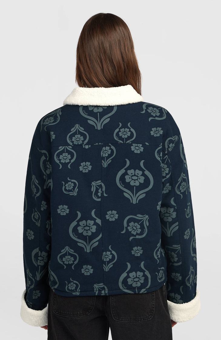 O'Riginals jas met fleecevoering | Blue Artdeco Floral Jean