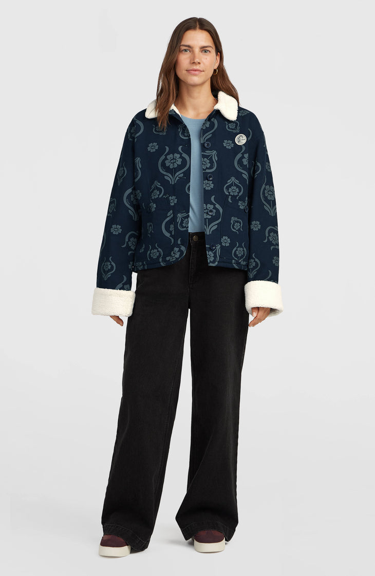 O'Riginals jas met fleecevoering | Blue Artdeco Floral Jean