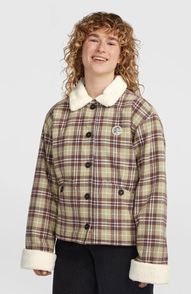 O'Riginals jas met fleecevoering | Beige Check Flannel