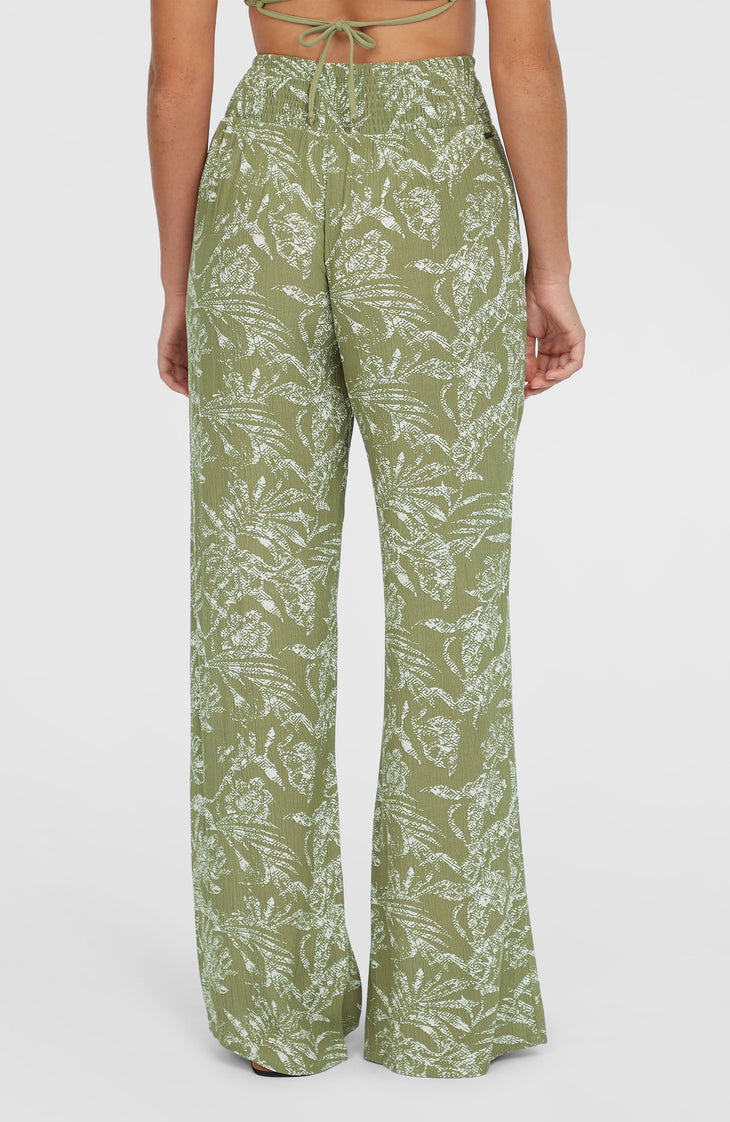 Johnny Smocked Waist broek | Green Textured Jungle