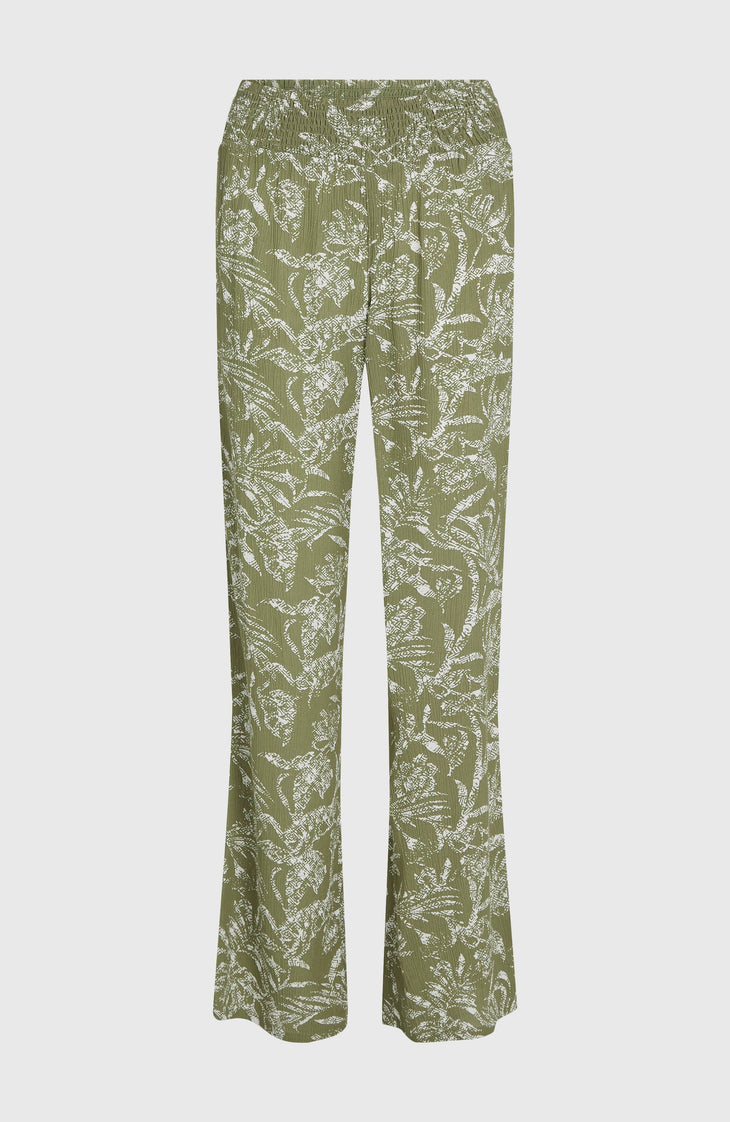 Johnny Smocked Waist broek | Green Textured Jungle