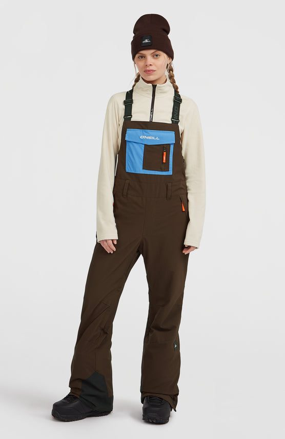 FWC'Peak Bib wintersportbroek | Coffee Bean Colour Block