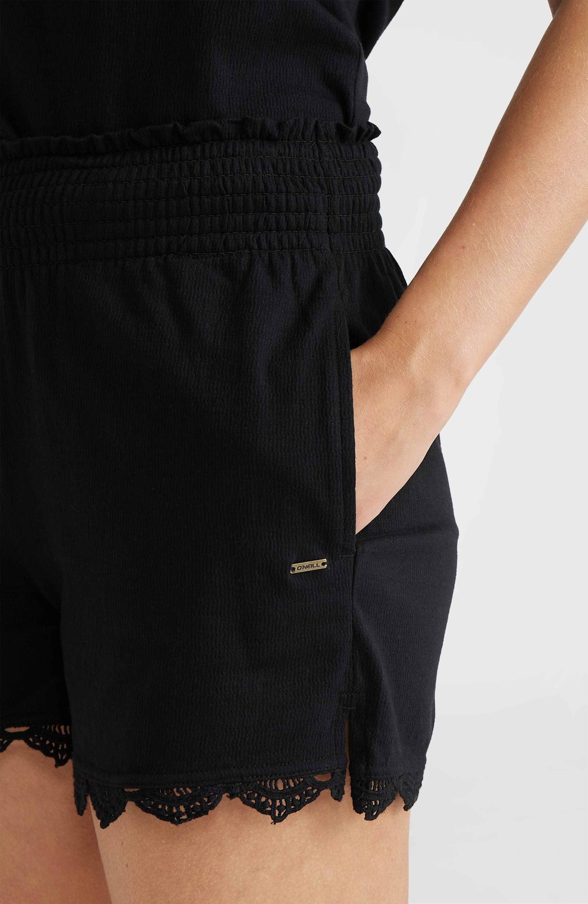 Essentials Ava Smocked short | Black Out