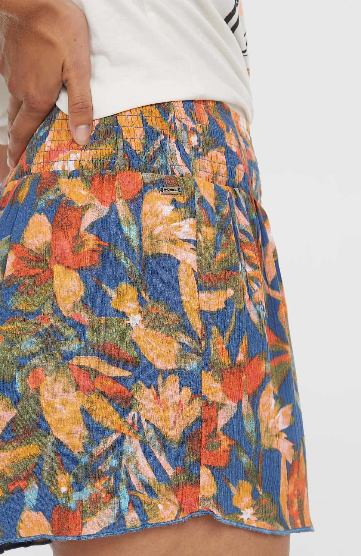 Johnny Smocked Waist short | Blue Painted Tropics