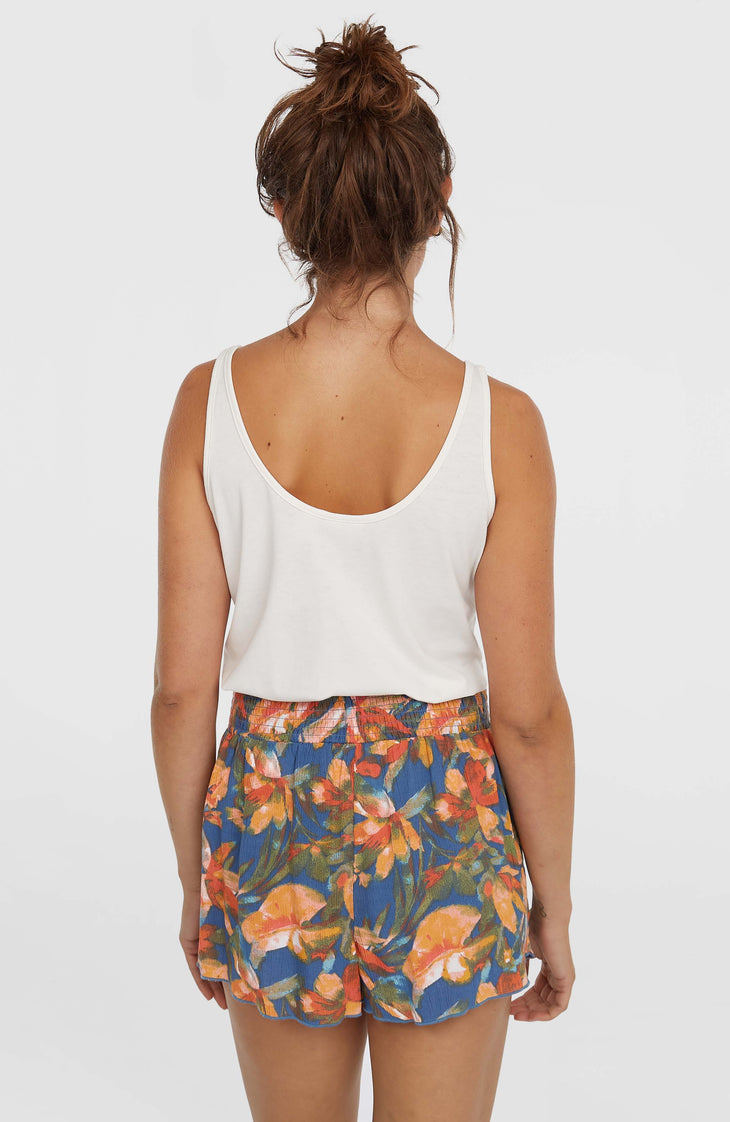 Johnny Smocked Waist short | Blue Painted Tropics