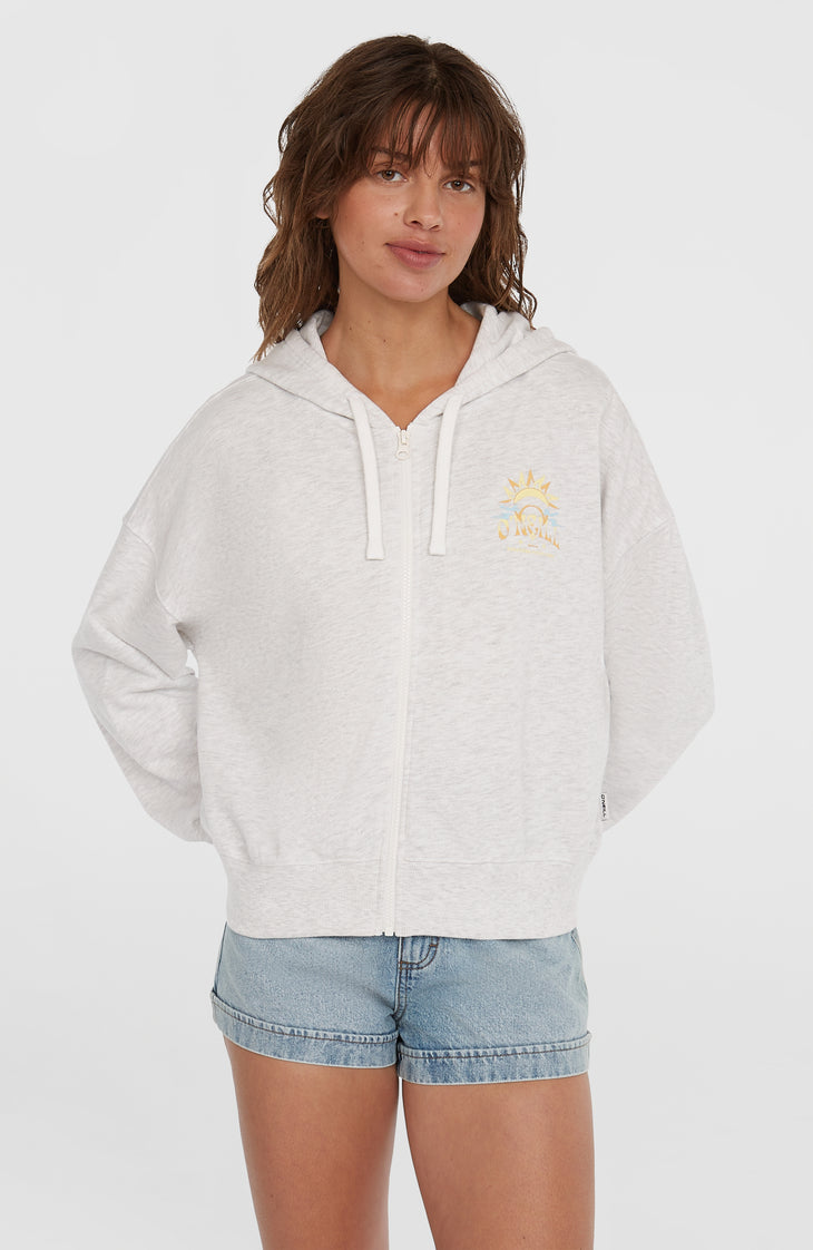 Beach Vintage capuchonvest met volledige rits | White Melange