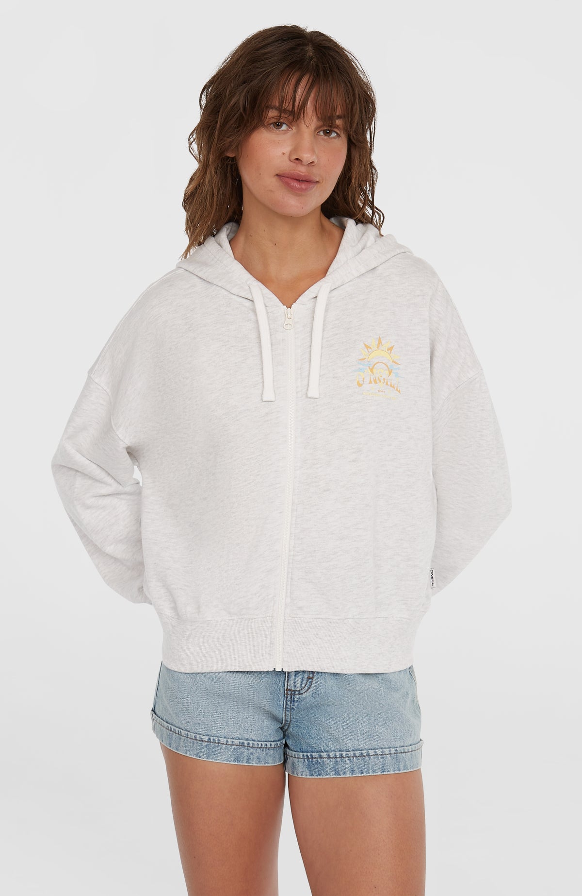 Beach Vintage capuchonvest met volledige rits | White Melange