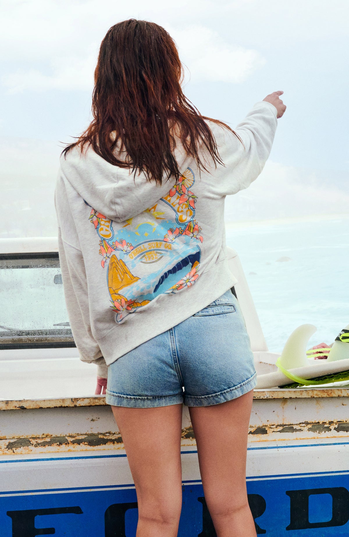 Beach Vintage capuchonvest met volledige rits | White Melange