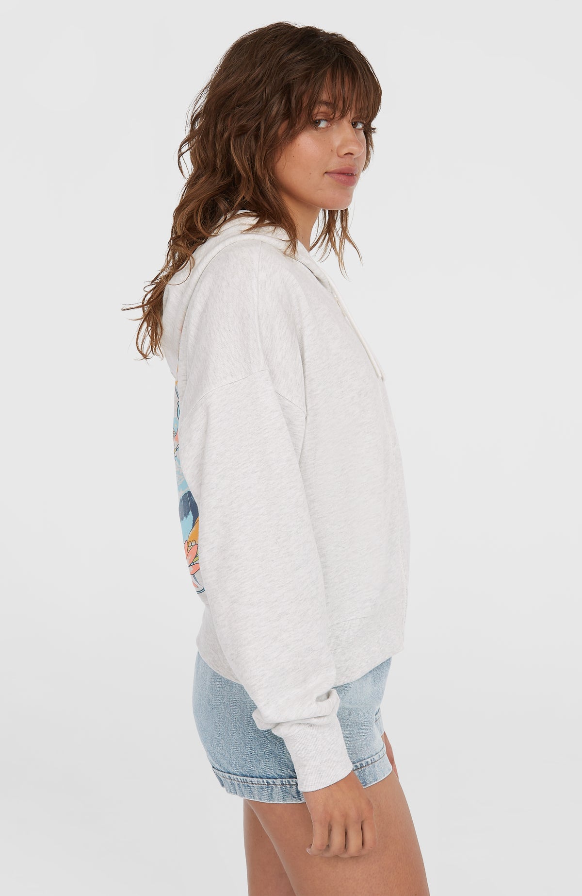 Beach Vintage capuchonvest met volledige rits | White Melange