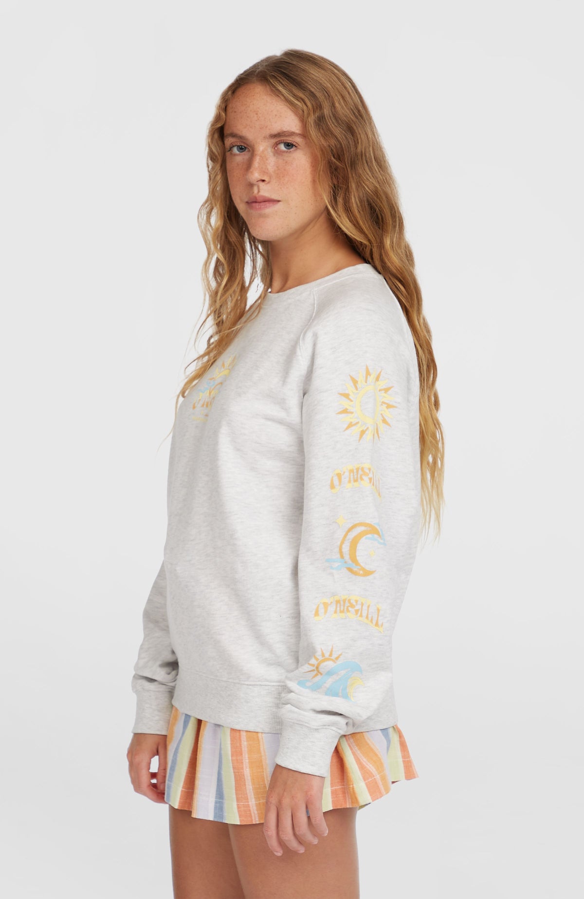 Beach Vintage Crew sweater | White Melange