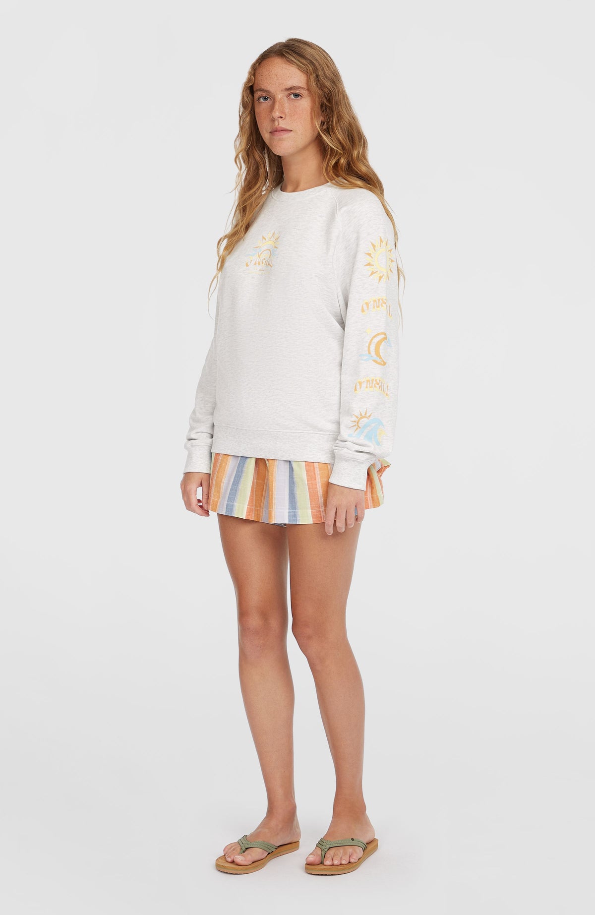Beach Vintage Crew sweater | White Melange