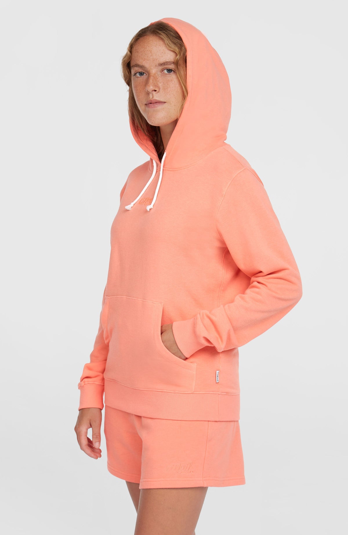 Essentials Script hoodie | Coral Pink