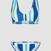 Bikini Terry Lucia Longline Triangle | Blue Towel Stripe