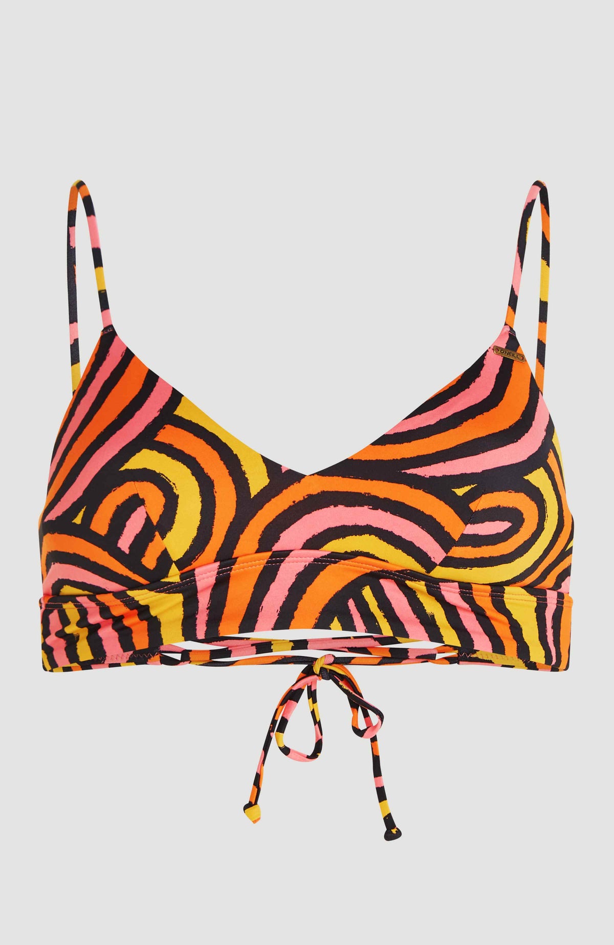 Wave Crop bikinitop | Orange Rainbow Stripe