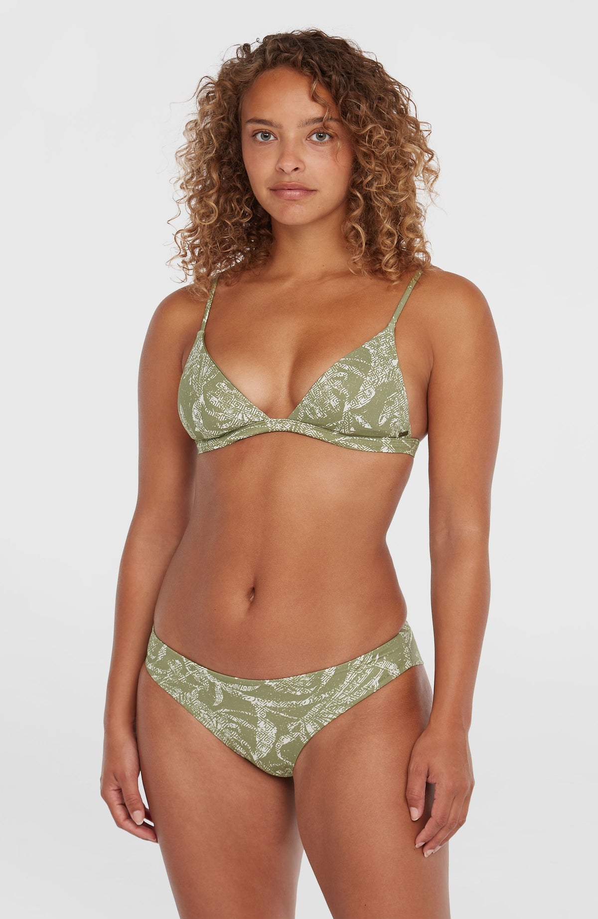 Seaside Tri bikinitop | Green Textured Jungle