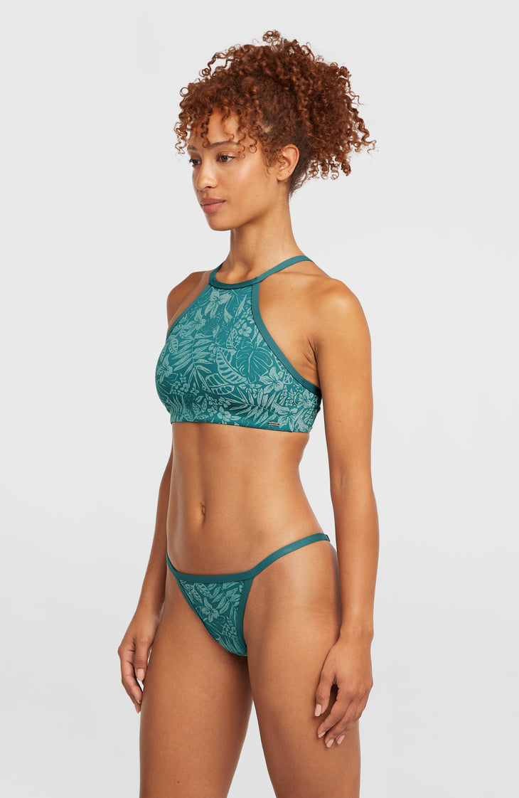 3X Sneldrogende High-Neck bikiniset | Green Island Sky