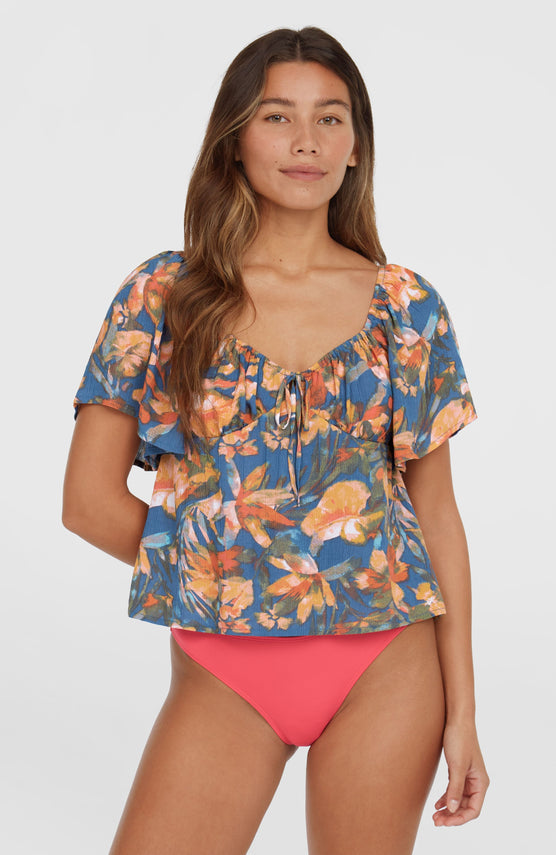 Huges geweven top | Blue Painted Tropics
