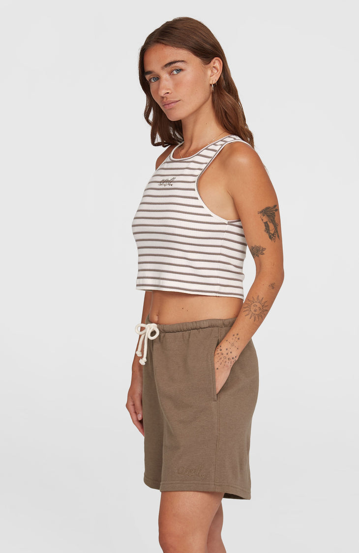 Jess Rib tanktop | White Yarn Dye Stripe