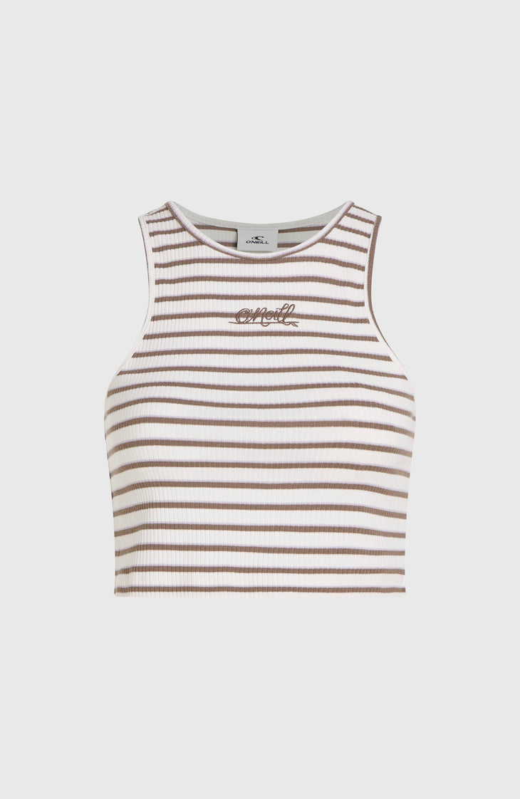 Jess Rib tanktop | White Yarn Dye Stripe