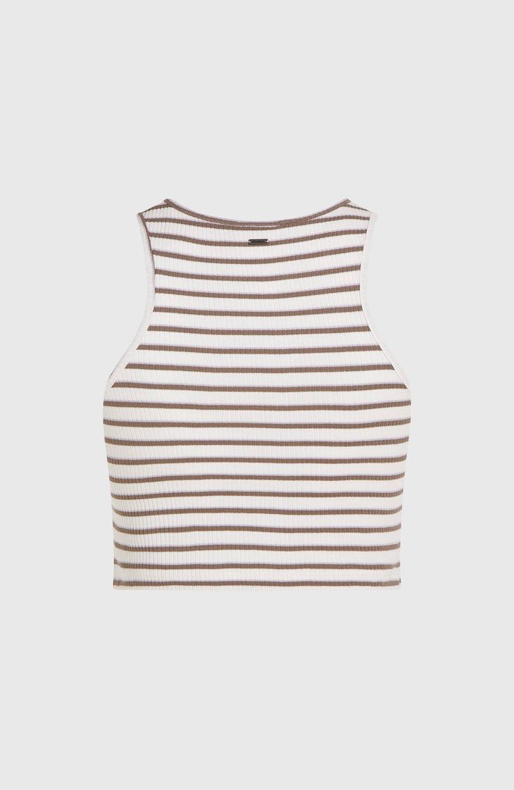 Jess Rib tanktop | White Yarn Dye Stripe