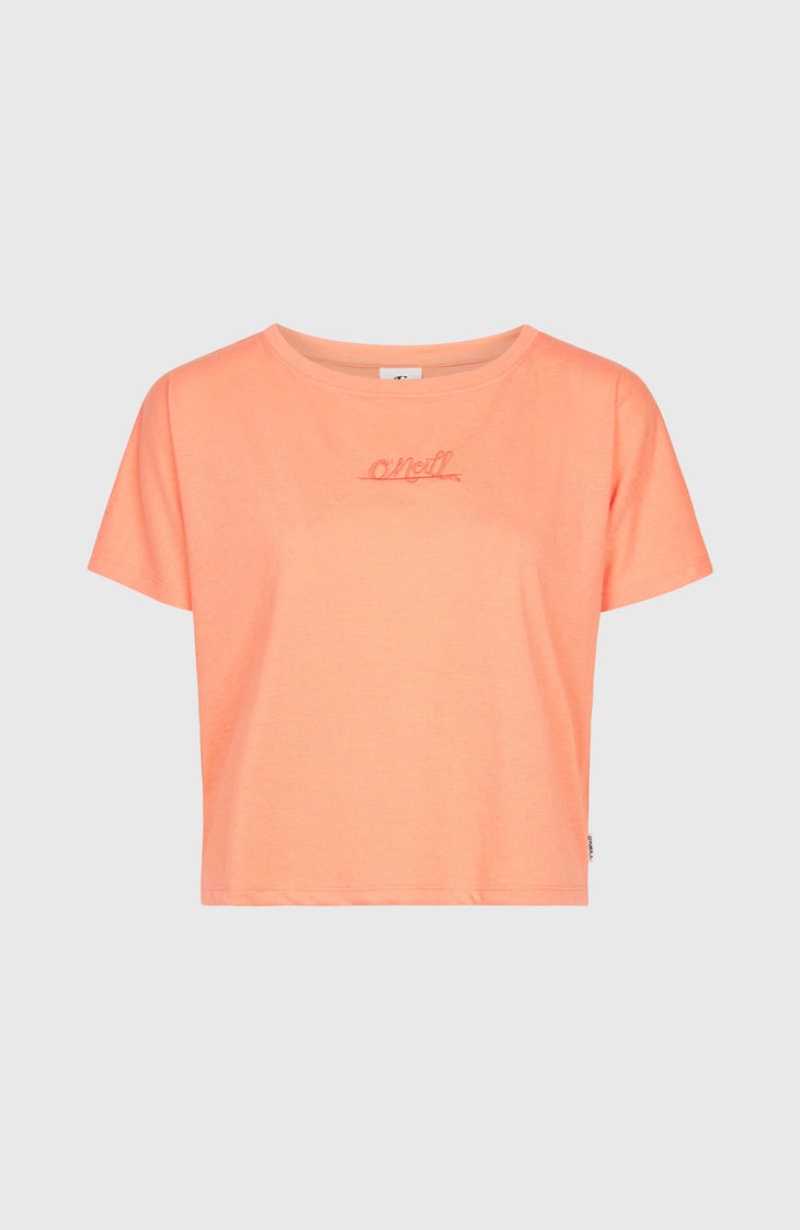Essentials Script losvallend T-shirt | Coral Pink