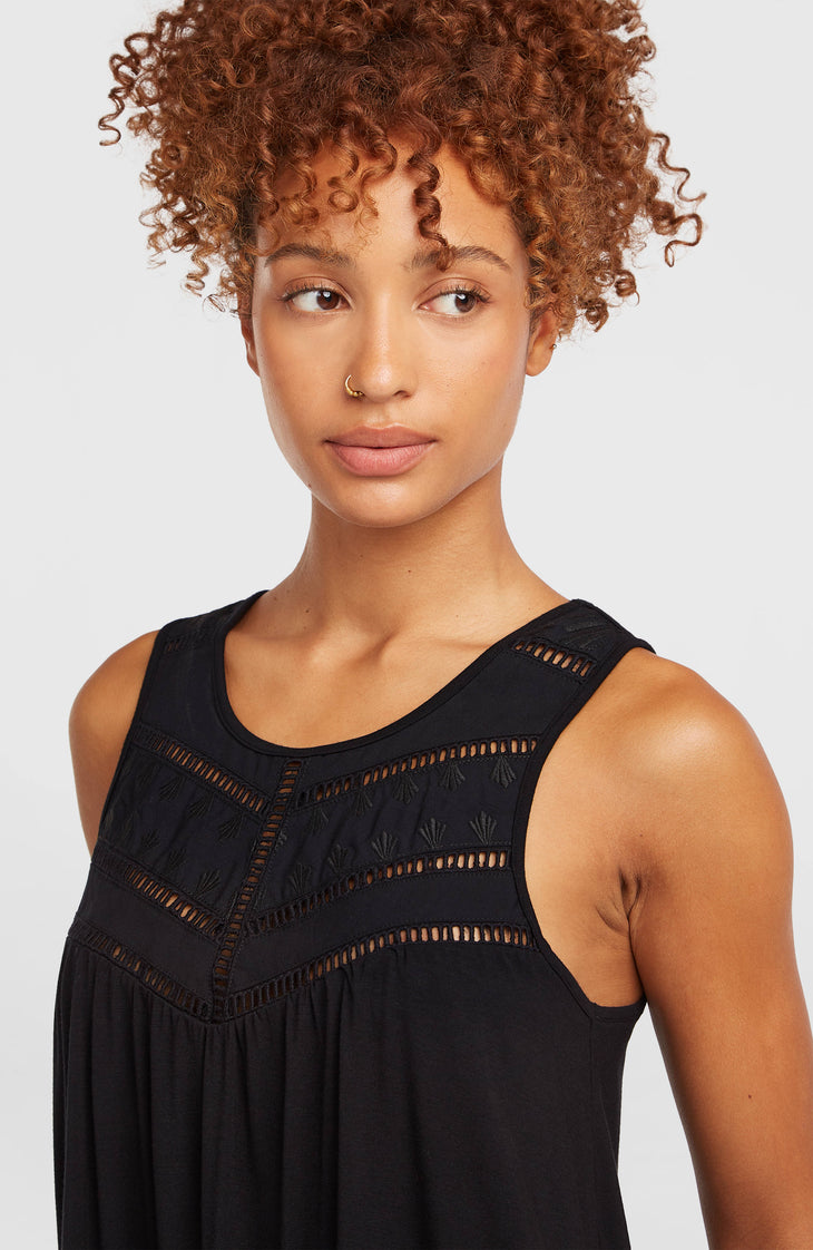 Essentials Tokeena tanktop met borduursel | Black Out