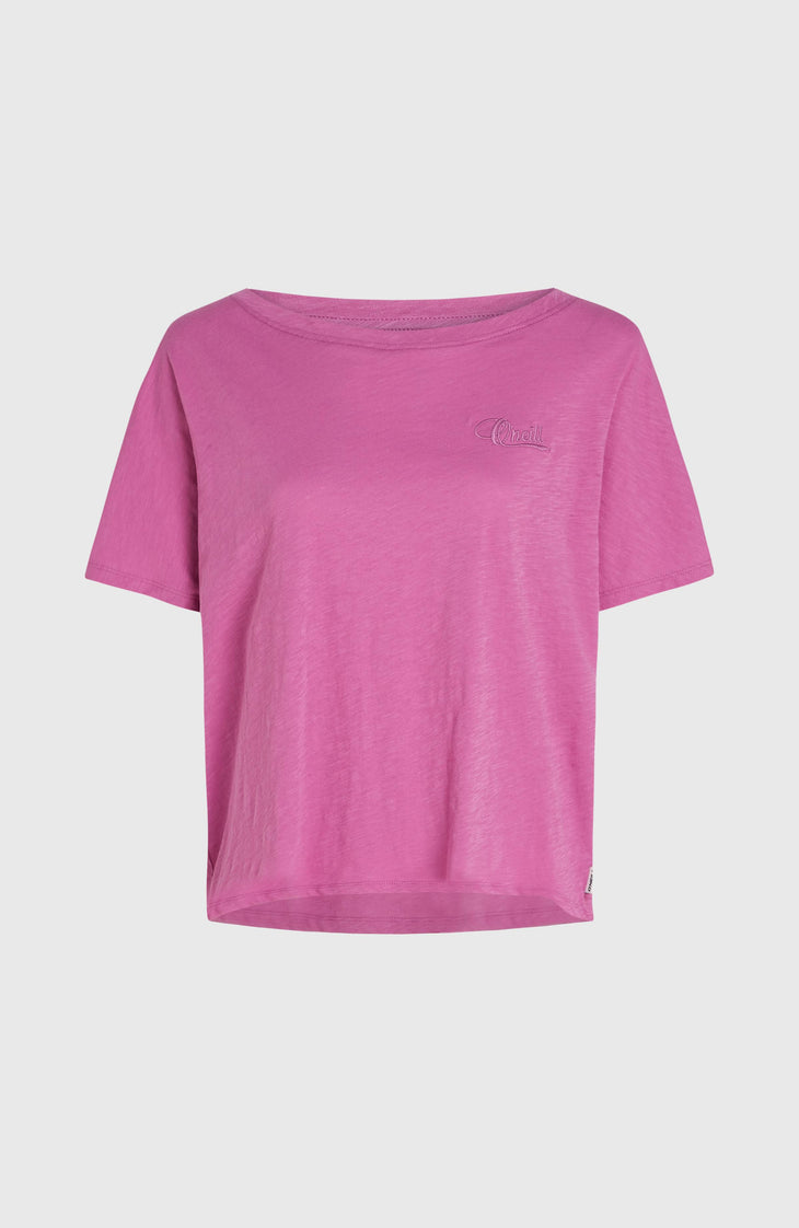Essentials O'Neill Script Scoop Neck T-shirt | Electric Fuschia
