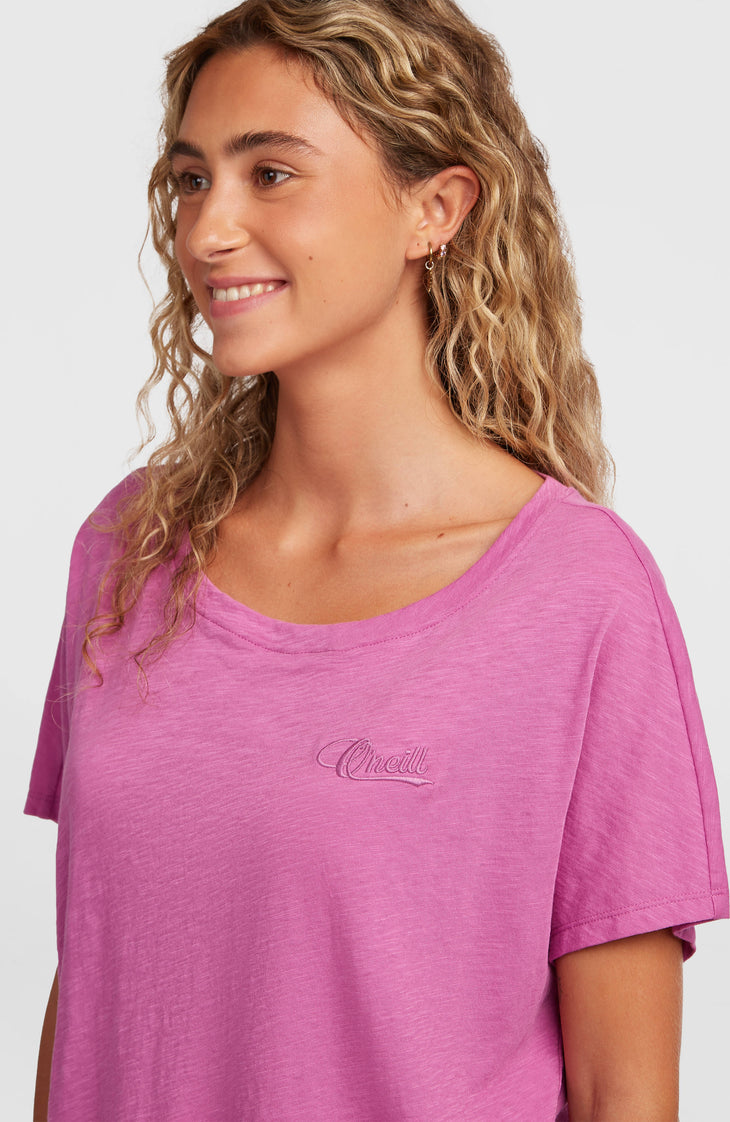 Essentials O'Neill Script Scoop Neck T-shirt | Electric Fuschia