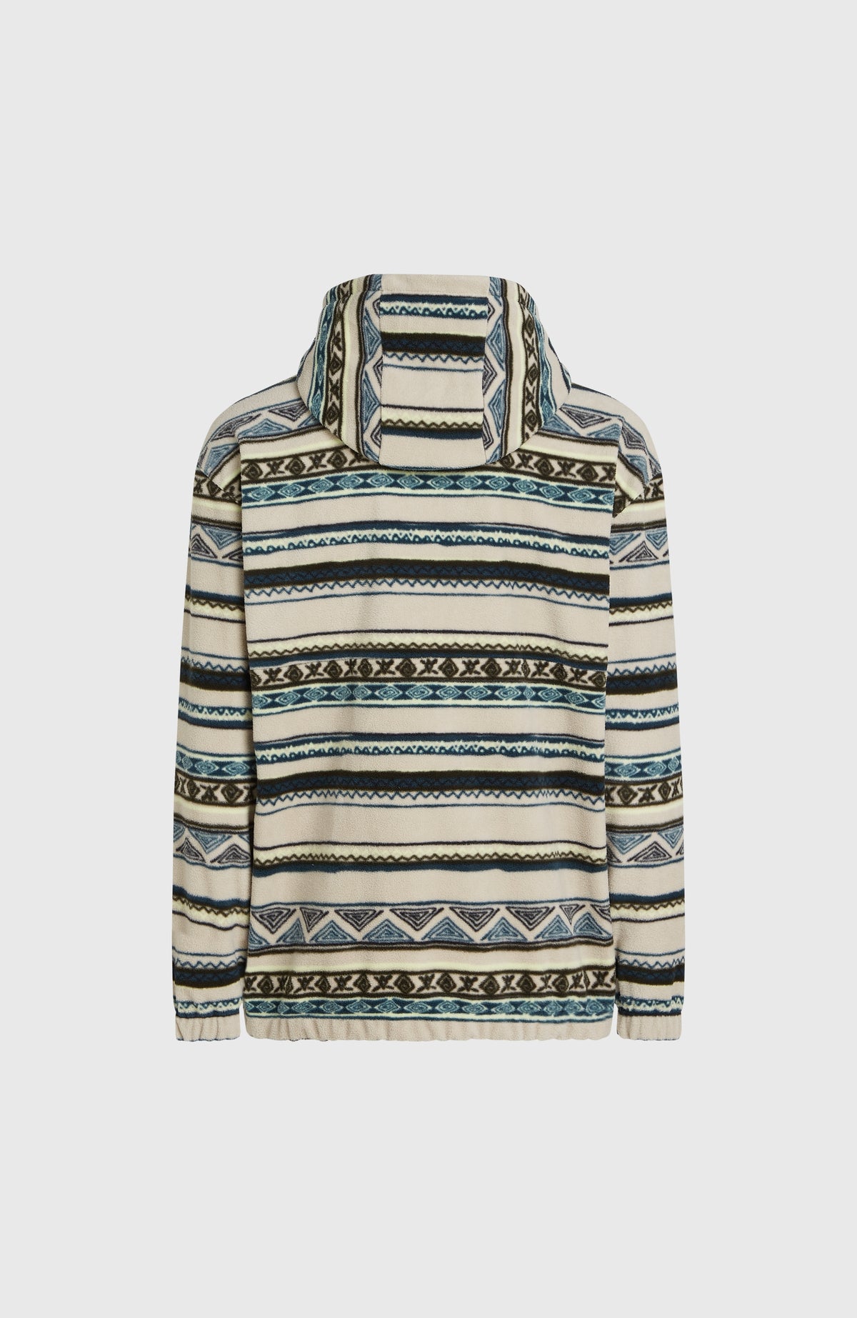 Superfleece hoodie met halve rits | Grey Ikat Stripe