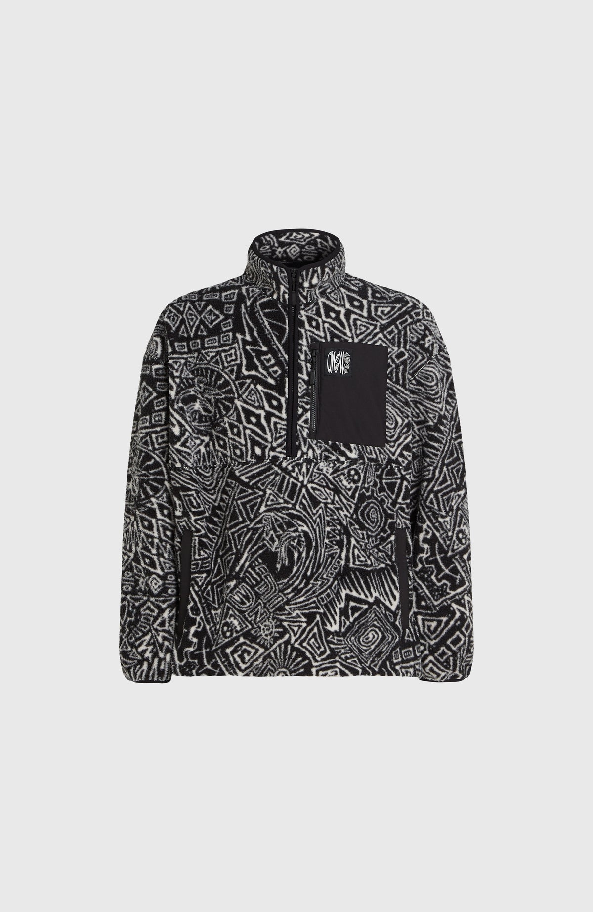 Surf Heroes High-Pile fleecetrui met halve rits | White/Black Sketcheritage