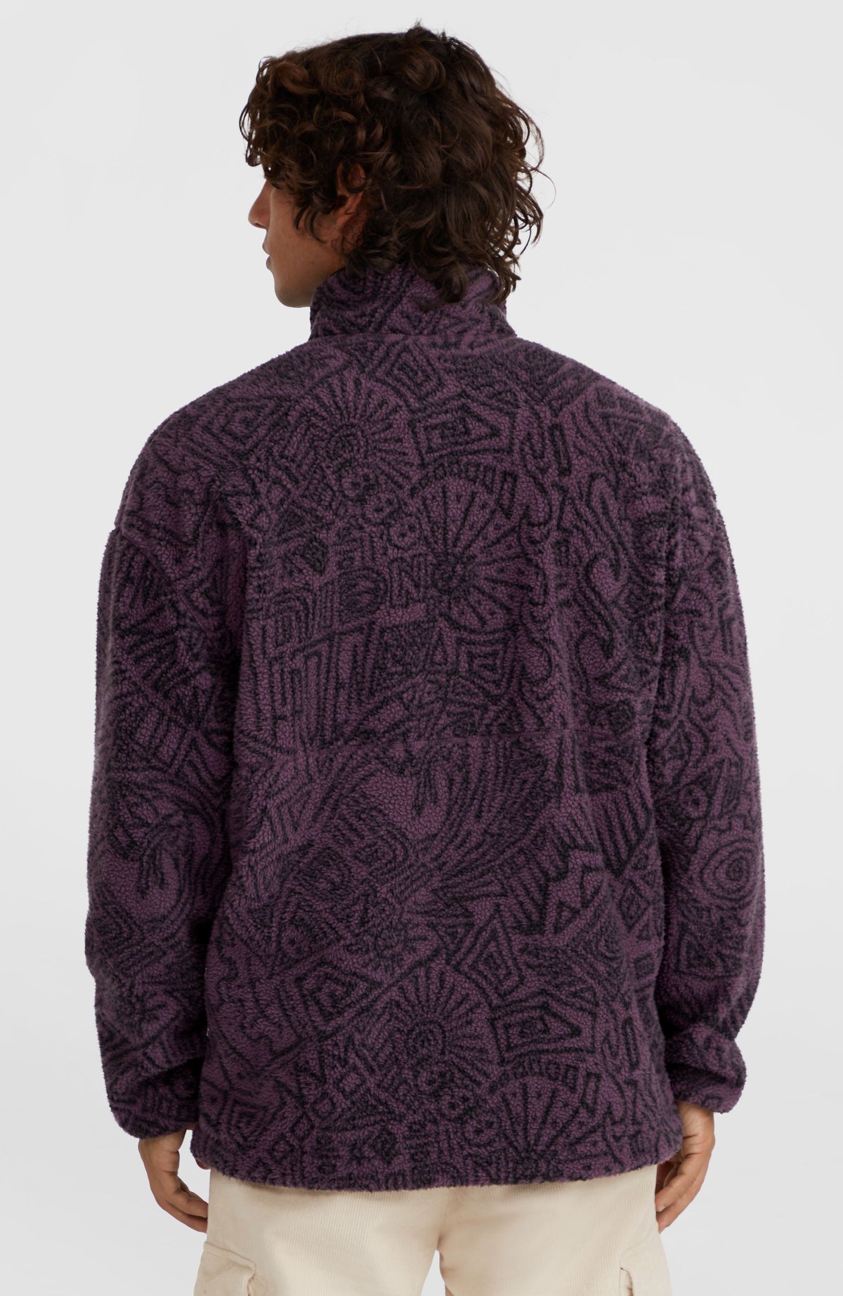 Surf Heroes High-Pile fleecetrui met halve rits | Black/Purple Sketcheritage
