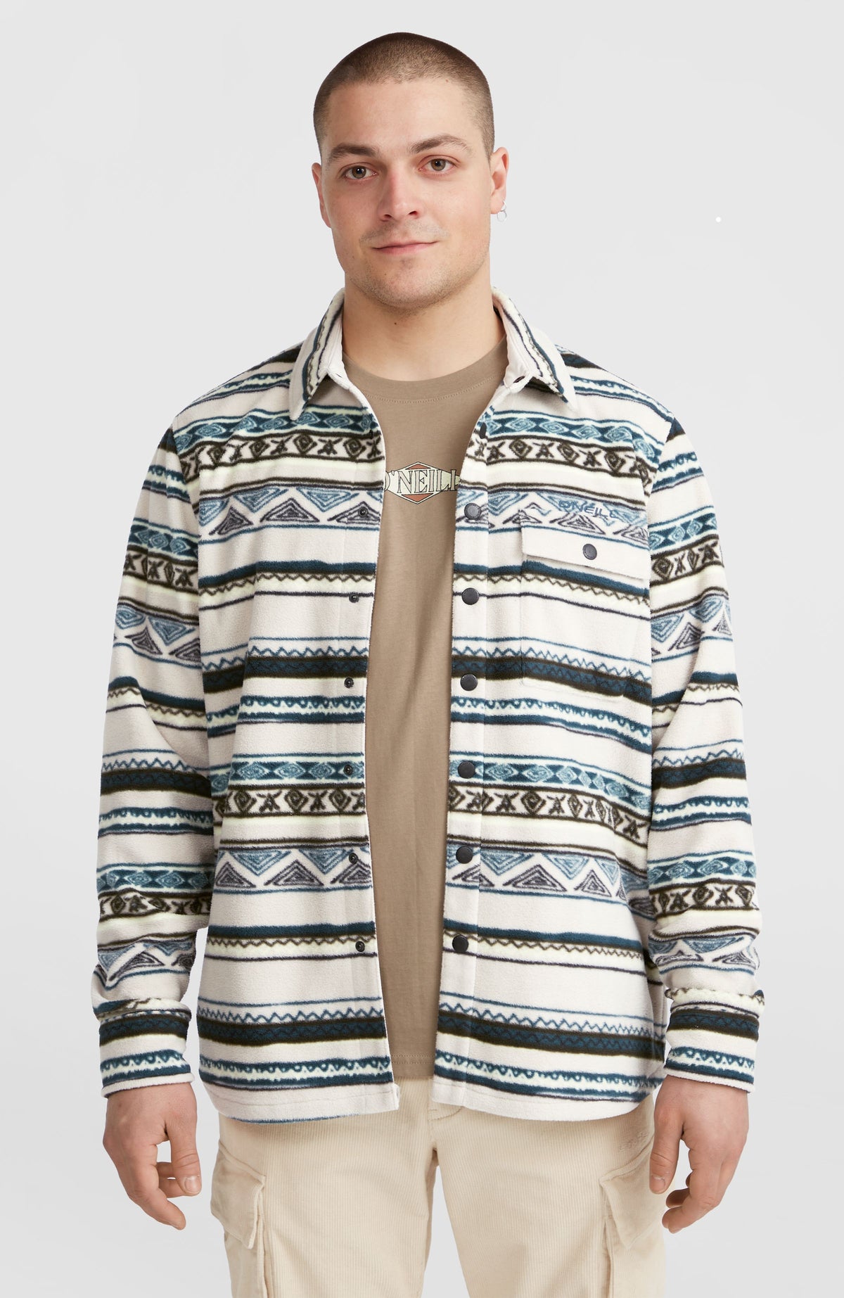 Superfleece overhemd | Grey Ikat Stripe