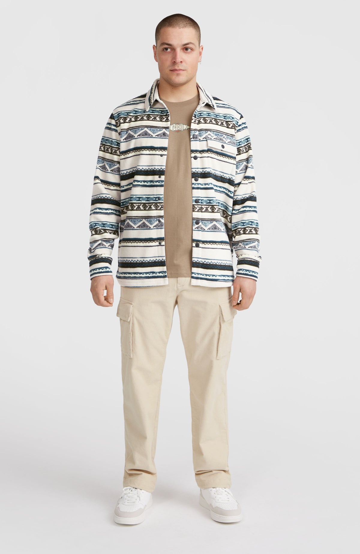 Superfleece overhemd | Grey Ikat Stripe