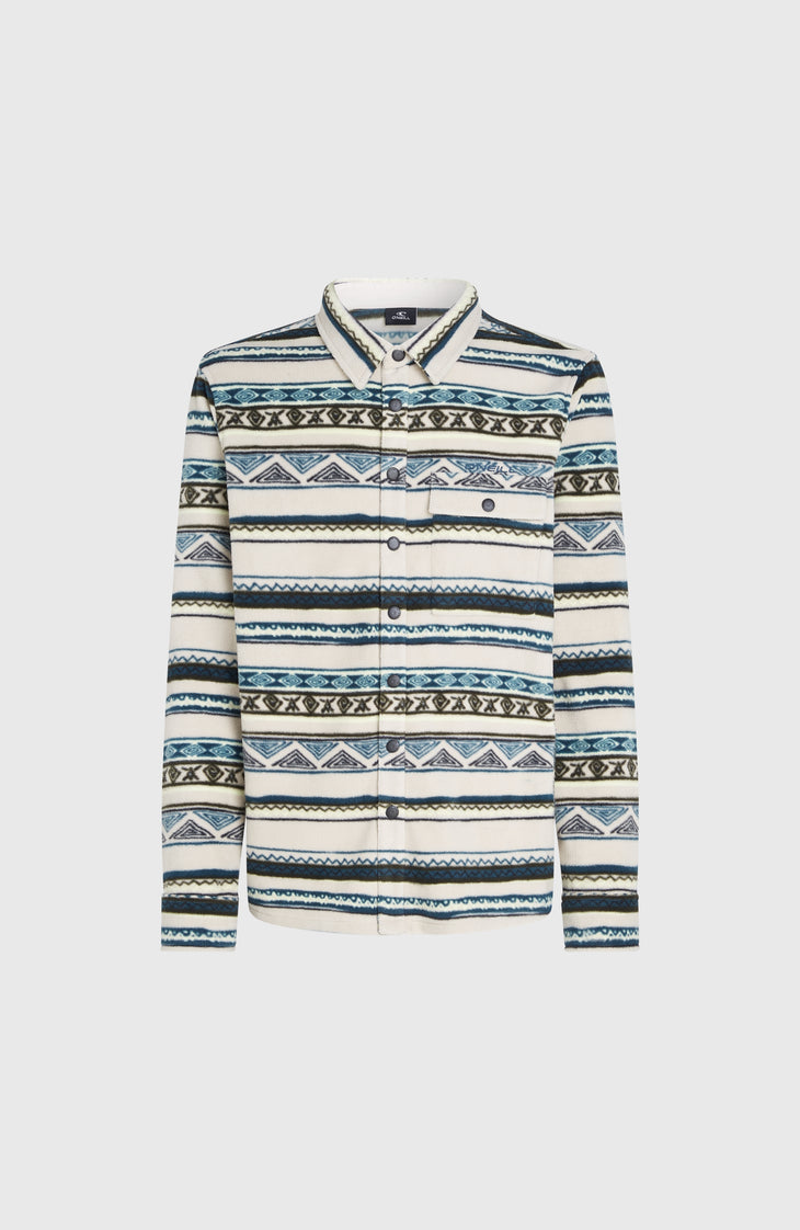 Superfleece overhemd | Grey Ikat Stripe