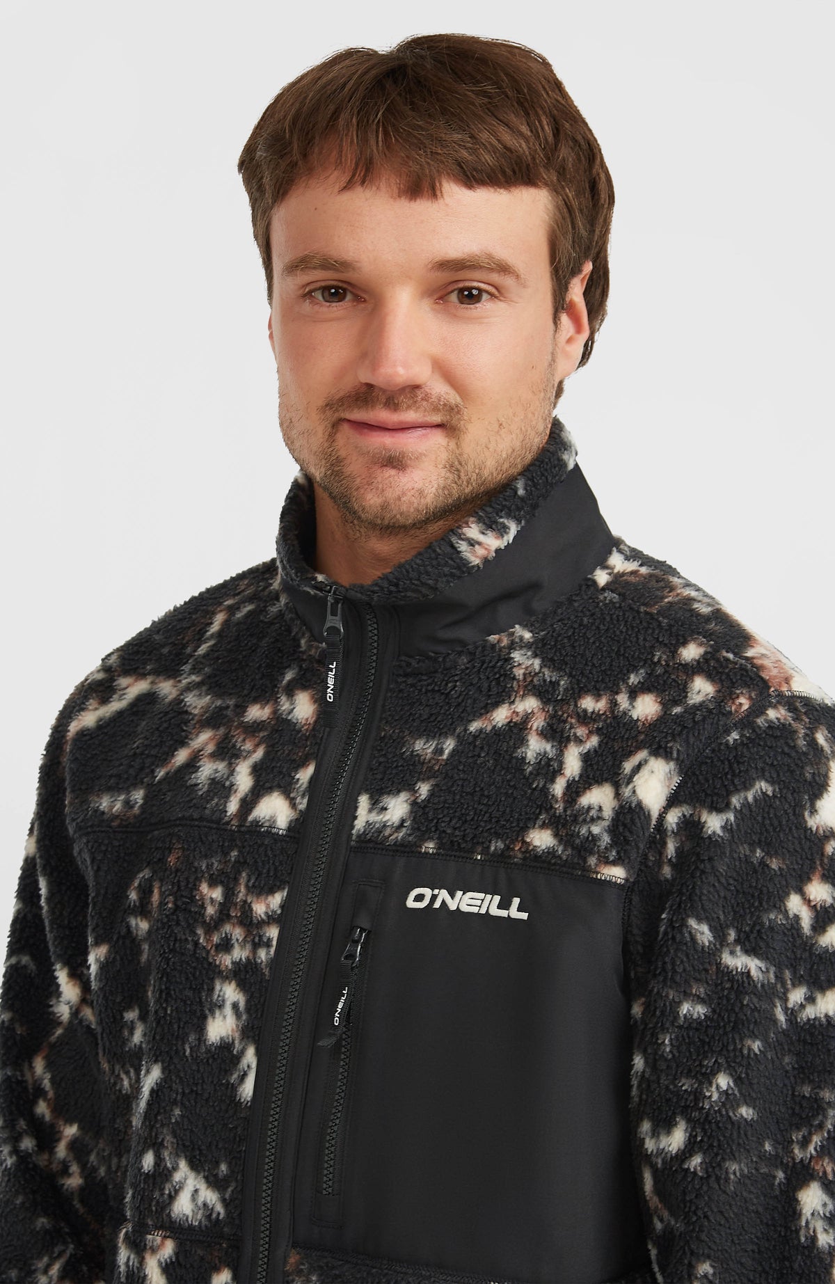 Must-Have High-Pile fleecevest met volledige rits | Black/Beige Quarry