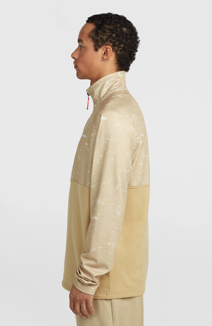 FWC'Cruz Printed fleecetrui met halve rits | Beige Snow Storm
