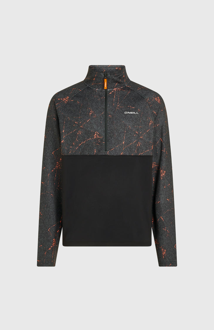 FWC'Cruz Printed fleecetrui met halve rits | Black Basalt