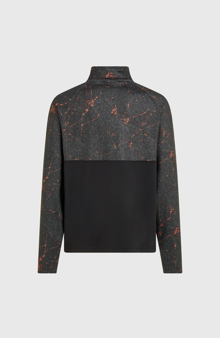 FWC'Cruz Printed fleecetrui met halve rits | Black Basalt