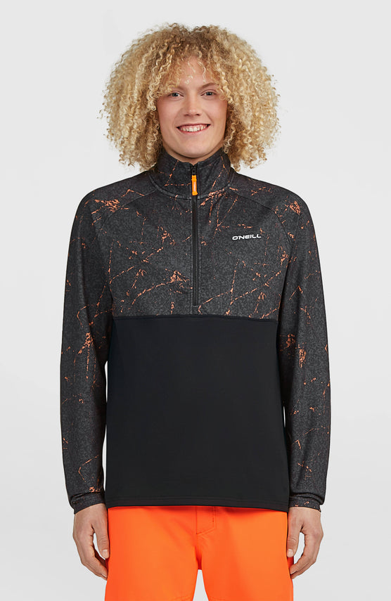 FWC'Cruz Printed fleecetrui met halve rits | Black Basalt