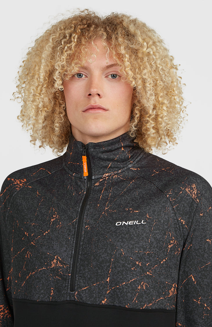 FWC'Cruz Printed fleecetrui met halve rits | Black Basalt