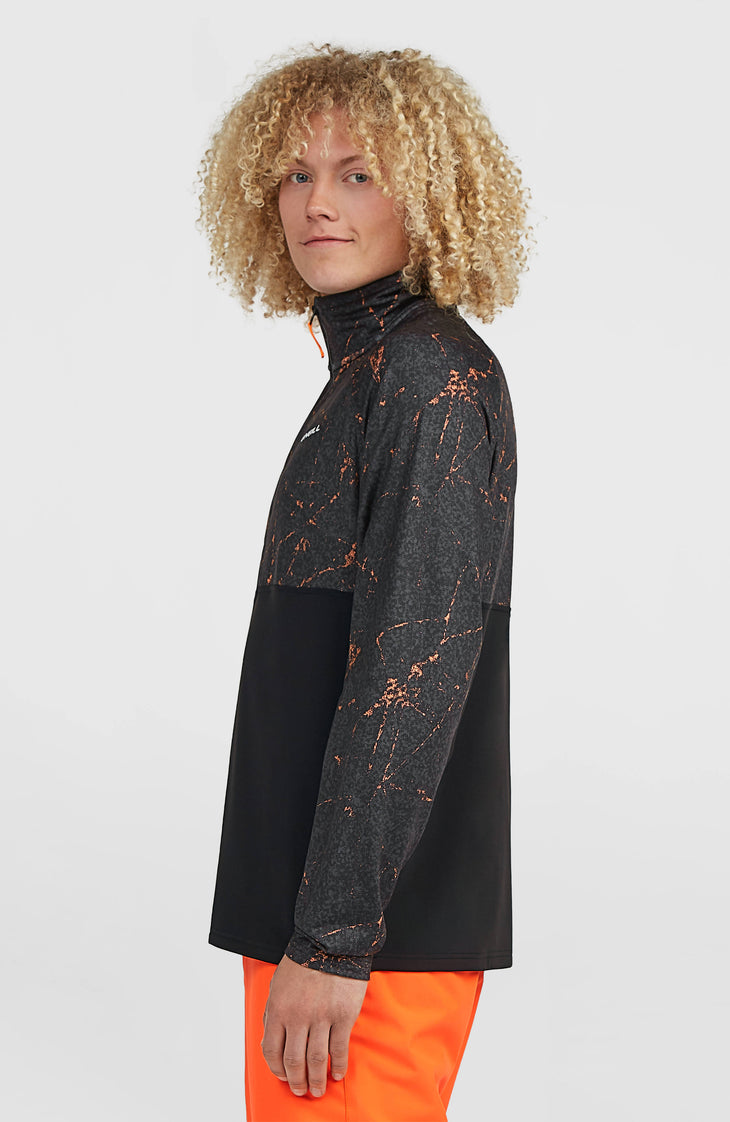 FWC'Cruz Printed fleecetrui met halve rits | Black Basalt