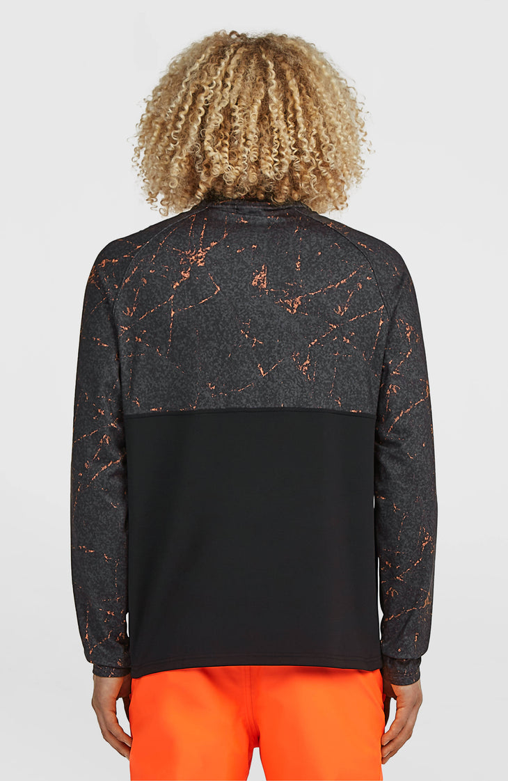 FWC'Cruz Printed fleecetrui met halve rits | Black Basalt