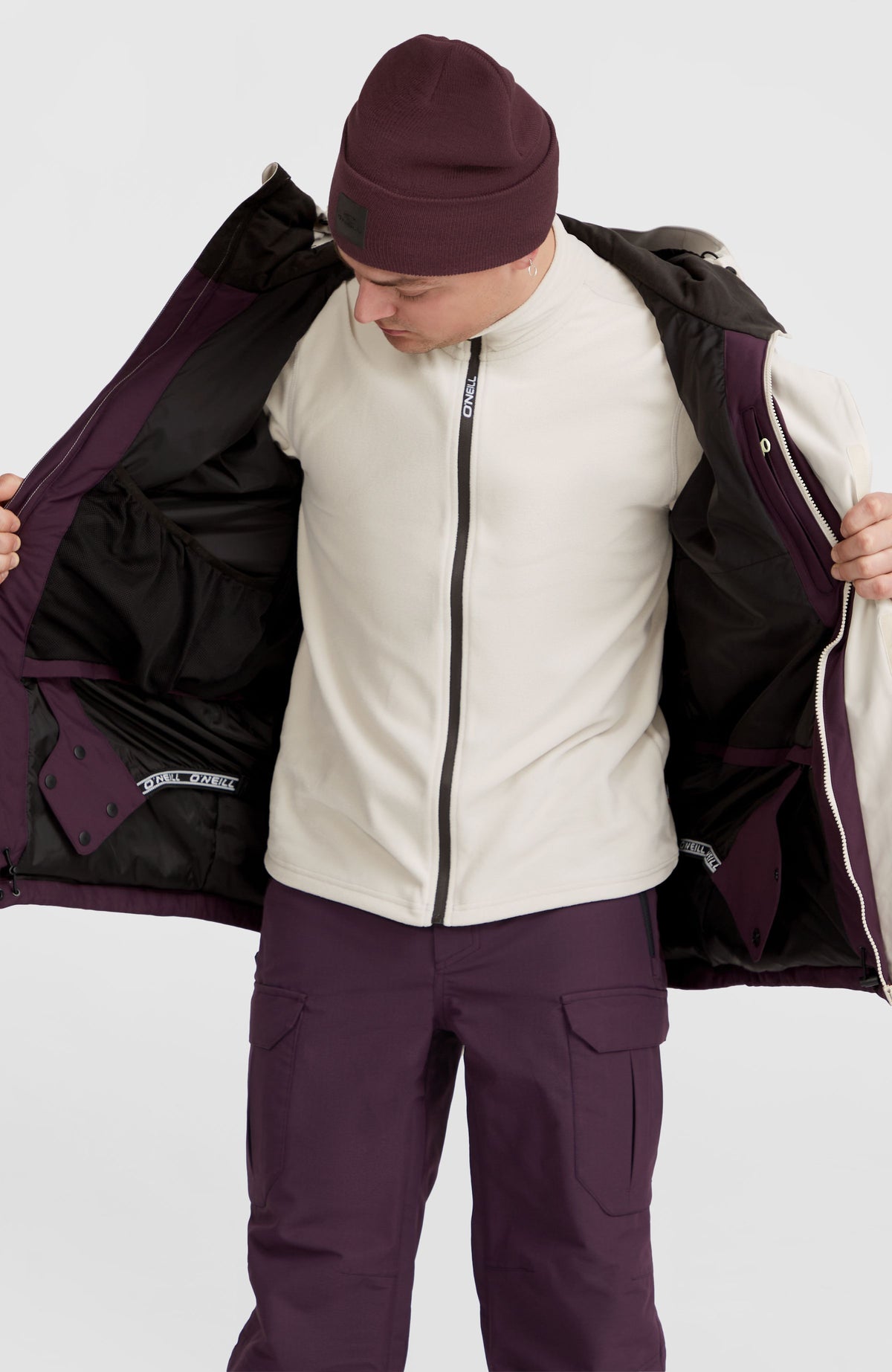 O'Riginals Hybrid wintersportjas | Aubergine Colour Block