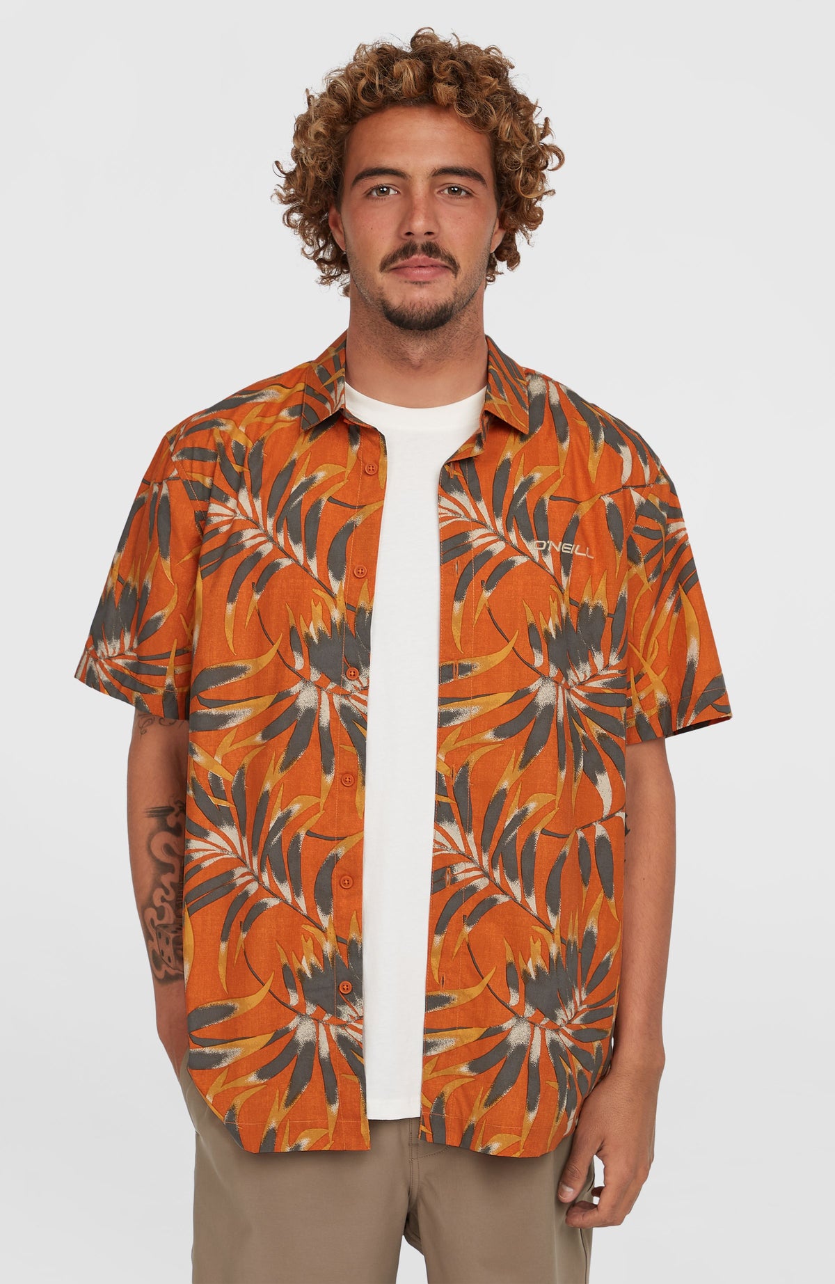 Print overhemd | Orange Dipped Leaves