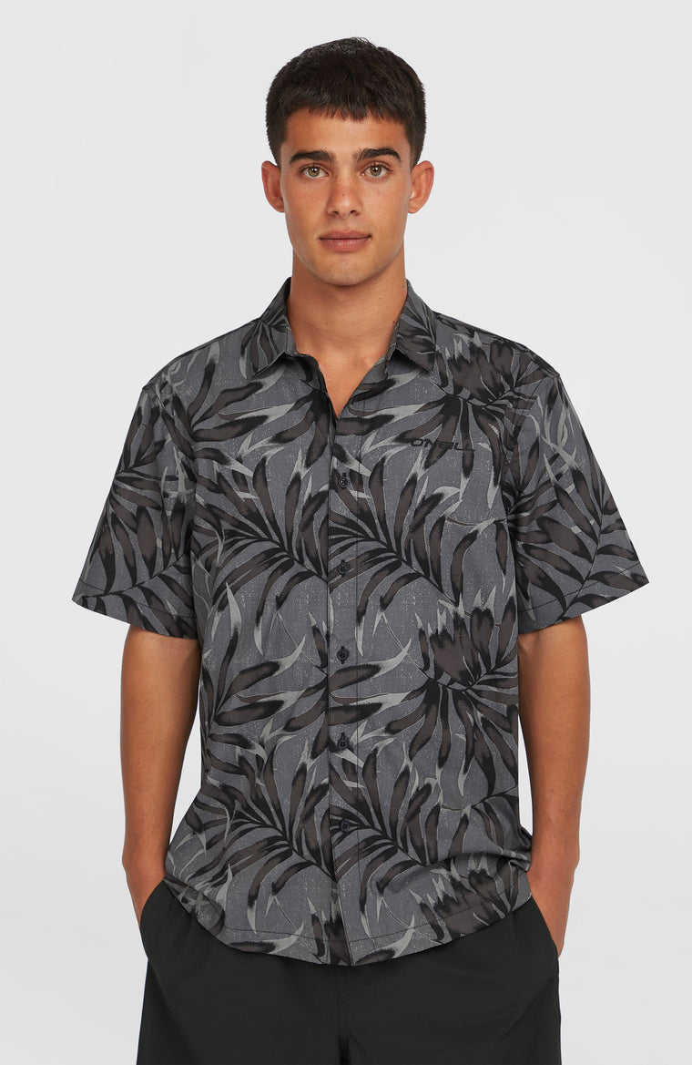 Print overhemd | Black Dipped Leaves Print overhemd | Black Dipped Leaves