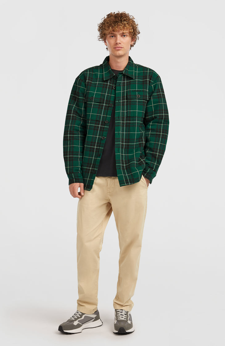 Must-Have overhemd met fleecevoering | Green Flannel Check